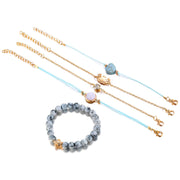 5 Piece Blue Turtle Bracelet Set With ® Crystals 18K White Gold Plated Bracelet in 18K White Gold Plated