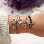5 Piece Heartbeat Bracelet Set 18K White Gold Plated Bracelet ITALY Design
