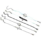 5 Piece Heartbeat Bracelet Set 18K White Gold Plated Bracelet ITALY Design