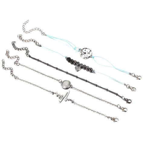 5 Piece Heartbeat Bracelet Set 18K White Gold Plated Bracelet ITALY Design