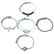 5 Piece Heartbeat Bracelet Set 18K White Gold Plated Bracelet ITALY Design