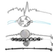 5 Piece Heartbeat Bracelet Set 18K White Gold Plated Bracelet ITALY Design