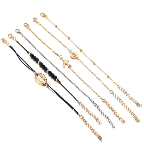 6 Piece Around the World Bracelet Set 18K Gold Plated Bracelet ITALY Design