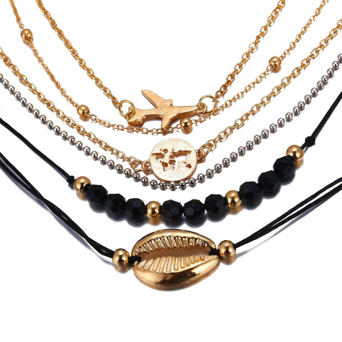 6 Piece Around the World Bracelet Set 18K Gold Plated Bracelet ITALY Design
