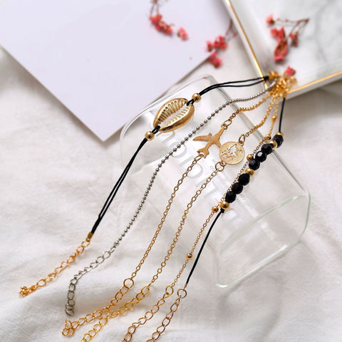 6 Piece Around the World Bracelet Set 18K Gold Plated Bracelet ITALY Design