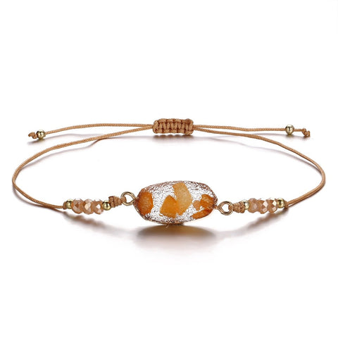 Natural Stone Orange 18K Gold Plated Bracelet in 18K Gold Plated ITALY Design