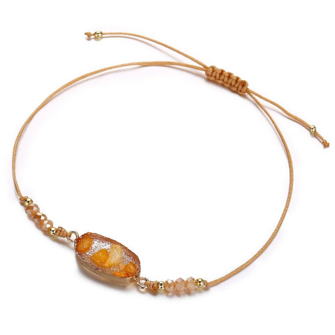 Natural Stone Orange 18K Gold Plated Bracelet in 18K Gold Plated ITALY Design
