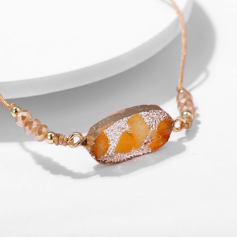 Natural Stone Orange 18K Gold Plated Bracelet in 18K Gold Plated ITALY Design