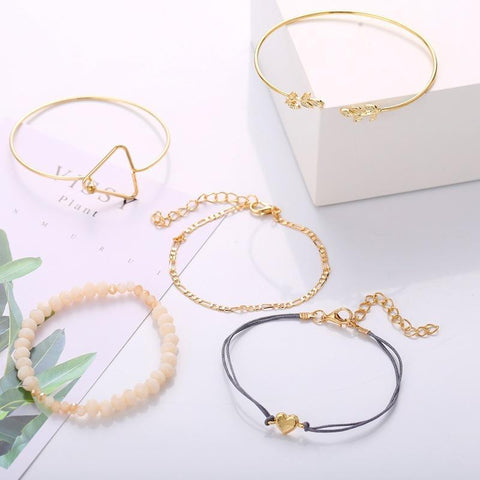 5 Piece Geo Set 18K Gold Plated Bracelet in 18K Gold Plated ITALY Design