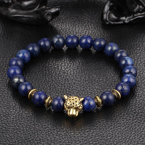 Blue Jaguar Head 18K Gold Plated Bracelet in 18K Gold Plated ITALY Design