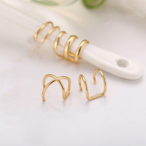 2 Piece Ear Cuff 18K Gold Plated Earring in 18K Gold Plated ITALY Design