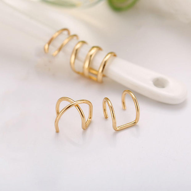 2 Piece Ear Cuff 18K Gold Plated Earring in 18K Gold Plated ITALY Design