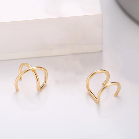 2 Piece Ear Cuff 18K Gold Plated Earring in 18K Gold Plated ITALY Design