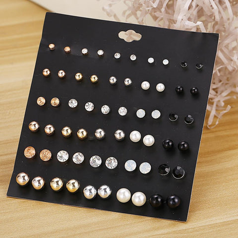 30 Piece Stud Earring Set 18K Gold Plated Earring in 18K Gold Plated ITALY Design