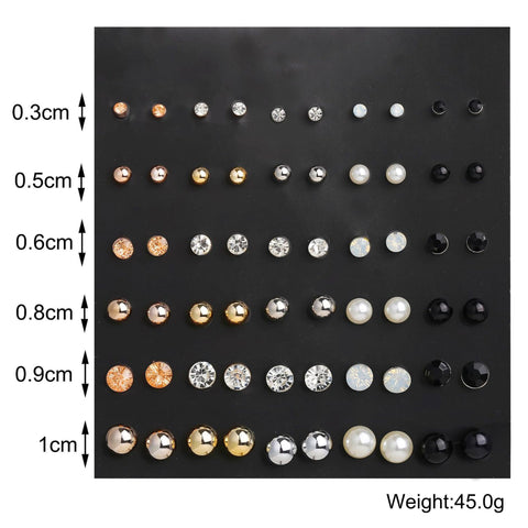 30 Piece Stud Earring Set 18K Gold Plated Earring in 18K Gold Plated ITALY Design