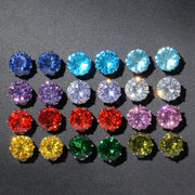 12 Piece Stud Earring Set With Gemstone  Crystals 18K White Gold Plated Earring 