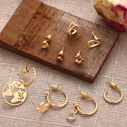 9 Piece Earring Set 18K Gold Plated Earring in 18K Gold Plated ITALY Design