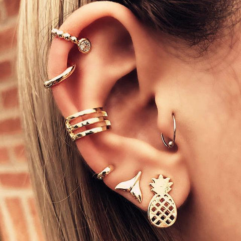 7 Piece Earring Set 18K Gold Plated Earring in 18K Gold Plated ITALY Design