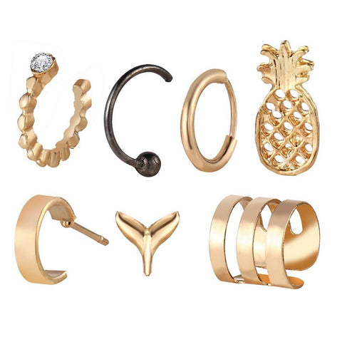 7 Piece Earring Set 18K Gold Plated Earring in 18K Gold Plated ITALY Design