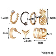 7 Piece Earring Set 18K Gold Plated Earring in 18K Gold Plated ITALY Design