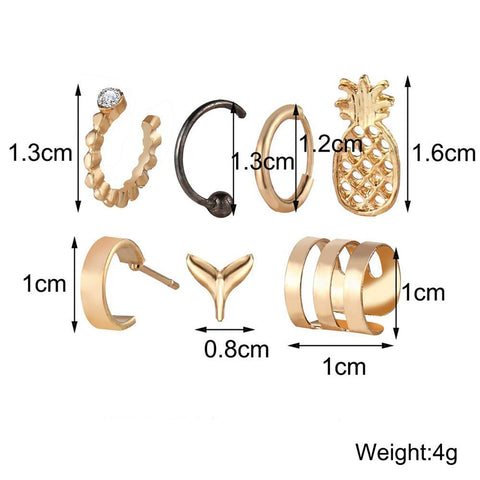 7 Piece Earring Set 18K Gold Plated Earring in 18K Gold Plated ITALY Design