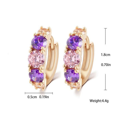 Amethyst Multistone Huggie Earring With Austrian Crystals 18K Gold Plated Earring in 18K Gold Plated ITALY Design