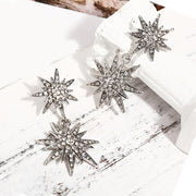 Celestial Star Drop Earring With Austrian Crystals 18K White Gold Plated Earring in 18K White Gold Plated ITALY Design