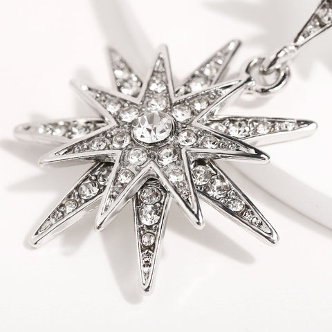 Celestial Star Drop Earring With Austrian Crystals 18K White Gold Plated Earring in 18K White Gold Plated ITALY Design
