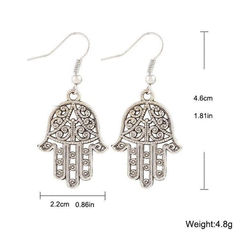 Hamsa Drop Earring 18K White Gold Plated Earring in 18K White Gold Plated ITALY Design