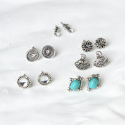 6 Piece Stud Earring 18K White Gold Plated Earring in 18K White Gold Plated ITALY Design