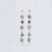 6 Piece Stud Earring 18K White Gold Plated Earring in 18K White Gold Plated ITALY Design