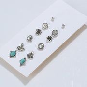 6 Piece Stud Earring 18K White Gold Plated Earring in 18K White Gold Plated ITALY Design