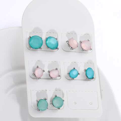 5 Piece Stud Earring 18K White Gold Plated Earring in 18K White Gold Plated ITALY Design