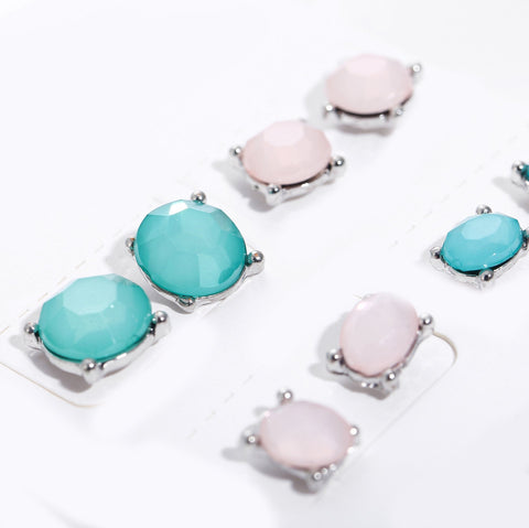 5 Piece Stud Earring 18K White Gold Plated Earring in 18K White Gold Plated ITALY Design