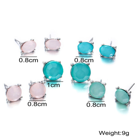 5 Piece Stud Earring 18K White Gold Plated Earring in 18K White Gold Plated ITALY Design