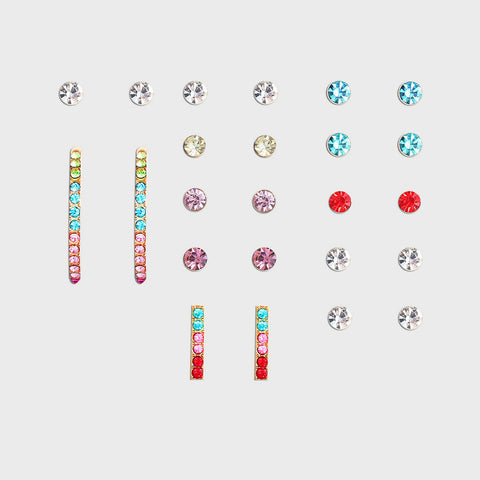 12 Piece Rainbow Set With ® Crystals 18K White Gold Plated Earring in 18K White Gold Plated