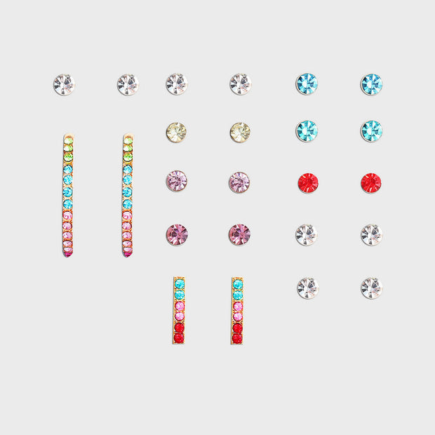 12 Piece Rainbow Set With ® Crystals 18K White Gold Plated Earring in 18K White Gold Plated