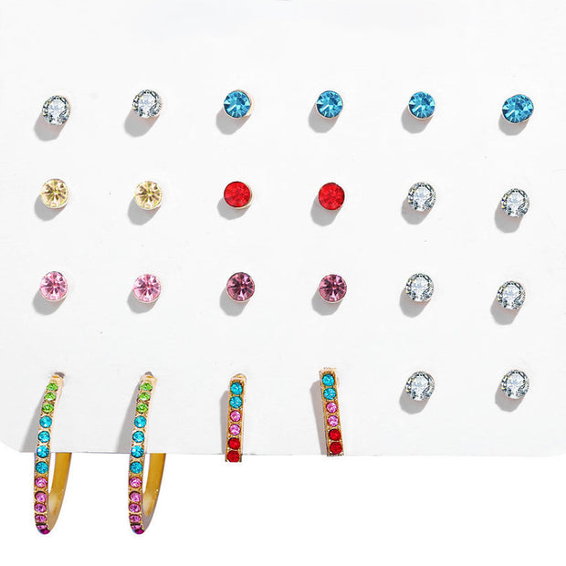 12 Piece Rainbow Set With ® Crystals 18K White Gold Plated Earring in 18K White Gold Plated