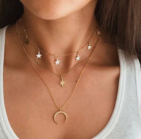3 Piece Celestial Drop Necklace With ® Crystals 18K Gold Plated Necklace in 18K Gold Plated