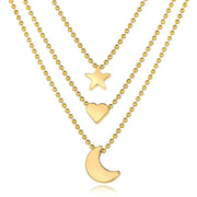 3 Piece Celestial Drop Necklace 18K Gold Plated Necklace in 18K Gold Plated ITALY Design