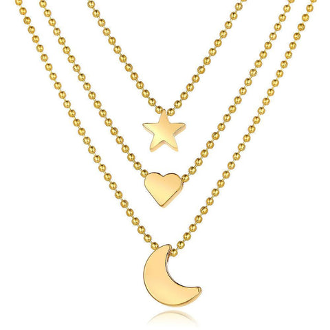 3 Piece Celestial Drop Necklace 18K Gold Plated Necklace in 18K Gold Plated ITALY Design