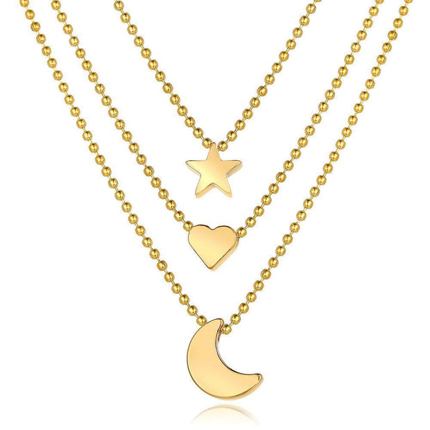 3 Piece Celestial Drop Necklace 18K Gold Plated Necklace in 18K Gold Plated ITALY Design