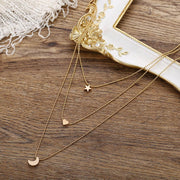 3 Piece Celestial Drop Necklace 18K Gold Plated Necklace in 18K Gold Plated ITALY Design