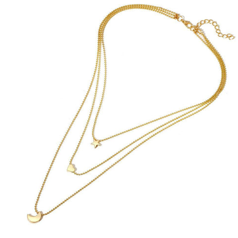 3 Piece Celestial Drop Necklace 18K Gold Plated Necklace in 18K Gold Plated ITALY Design