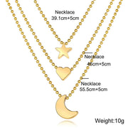 3 Piece Celestial Drop Necklace 18K Gold Plated Necklace in 18K Gold Plated ITALY Design