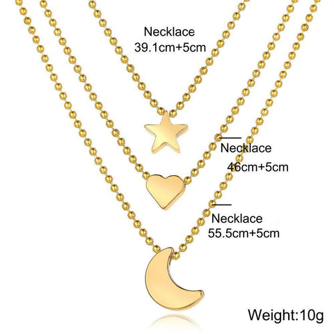 3 Piece Celestial Drop Necklace 18K Gold Plated Necklace in 18K Gold Plated ITALY Design