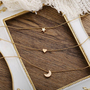 3 Piece Celestial Drop Necklace 18K Gold Plated Necklace in 18K Gold Plated ITALY Design