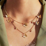 2 Piece Butterfly Drop Necklace 18K Gold Plated Necklace in 18K Gold Plated ITALY Design