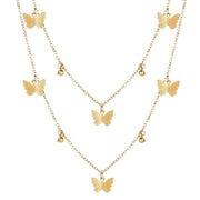 2 Piece Butterfly Drop Necklace 18K Gold Plated Necklace in 18K Gold Plated ITALY Design