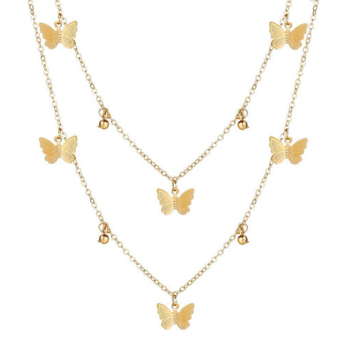 2 Piece Butterfly Drop Necklace 18K Gold Plated Necklace in 18K Gold Plated ITALY Design